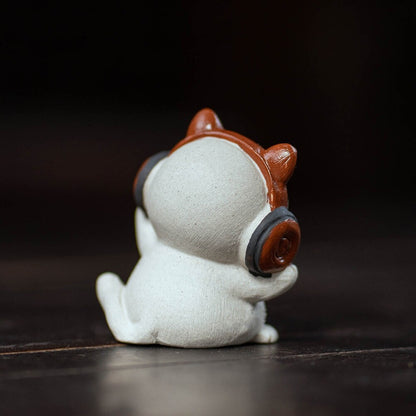 Lovely Cat Statue Yixing Zisha White Duan Clay Tea Pet House Warming Gift Small