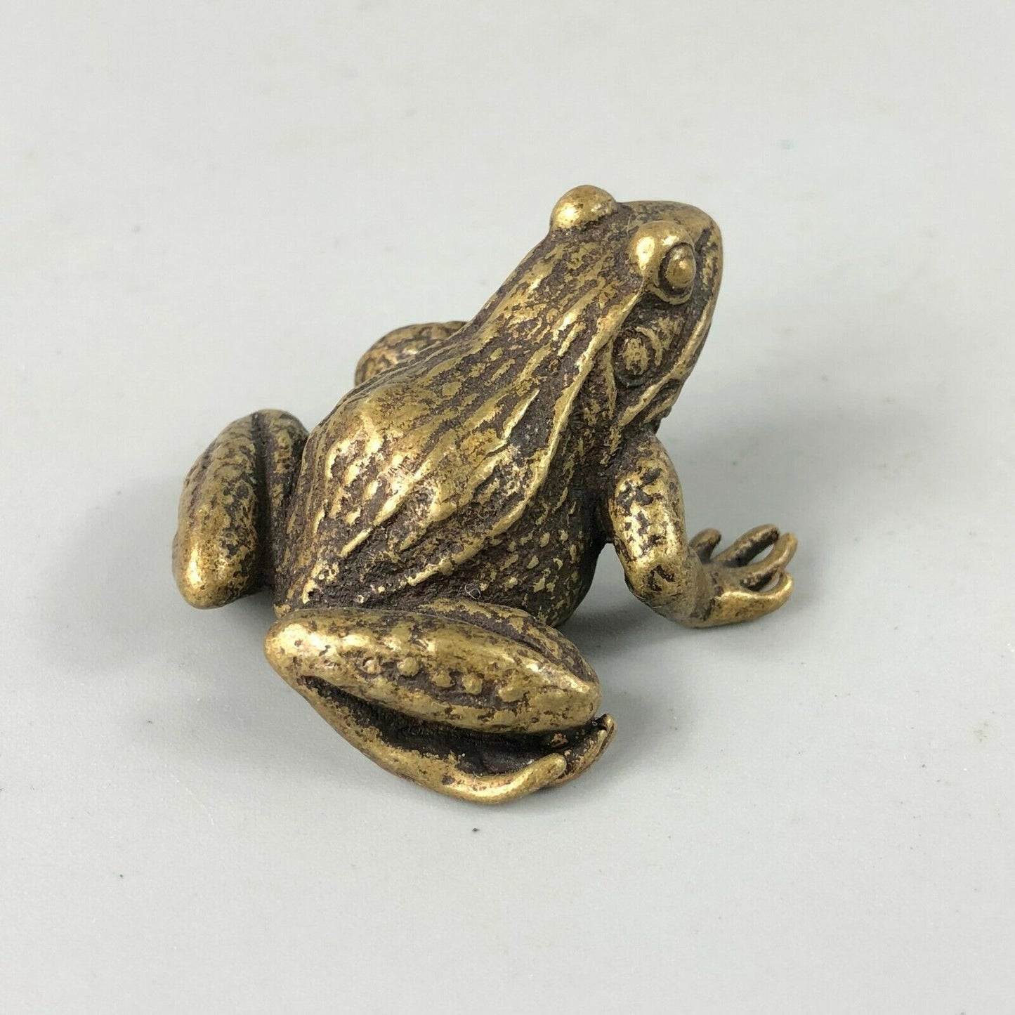 Chinese Old Antique Brass Handwork Frog Prince Rare Statue