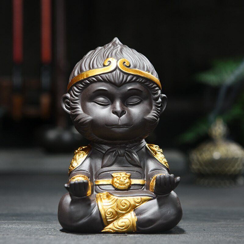 Chinese Purple Clay Kung Fu Tea Set Tea Pet Monkey King Tea Accessories Home Pet