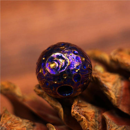 1PC Hand Carved Titanium Knife Lanyard Bead Bracelet Making Necklace Pendant
