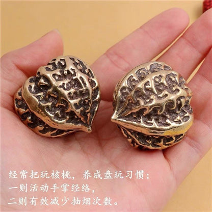Solid Brass Walnut Hand Piece Wenwan Fitness Ball Tea Pet 200g a Pair