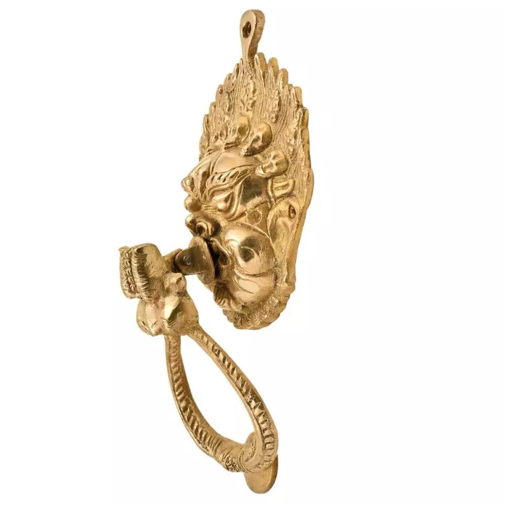 Antique Look Brass Vajra Mahakala Buddha Head Ring Door Knocker
