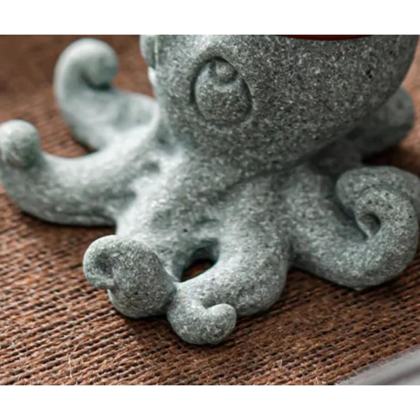Handmade Octopus Green Sand Stone Tea Pet 6cm Tea Decoration Statue Tea Play