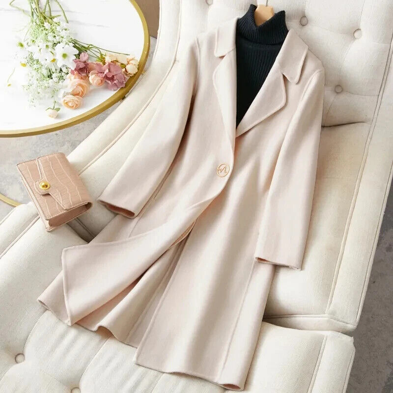 Wool Coat Women Jacket Camel Overcoat Casual Blend Black Outerwear Female
