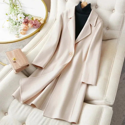 Wool Coat Women Jacket Camel Overcoat Casual Blend Black Outerwear Female