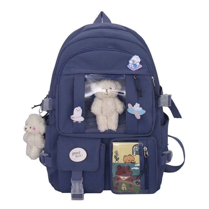 Backpack School Bags Multi Pockets Cute Nylon Polyester Softback 31*14*44CM Blue
