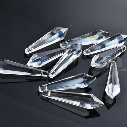 20PCS LARGE CLEAR CHANDELIER GLASS CRYSTALS LAMP PRISMS PARTS HANGING DROPS 76MM