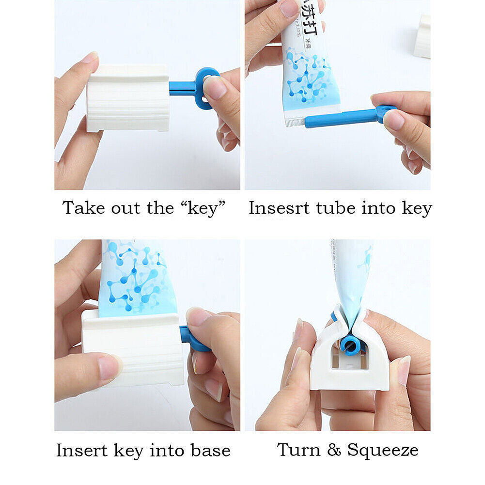 3x Toothpaste Squeezer Bathroom Tube Easy Stand Dispenser Rolling Holder Seat