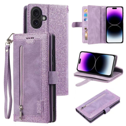 Zipper Leather Wallet Case For iPhone 17 Pro Max /16/15 Flip Cover