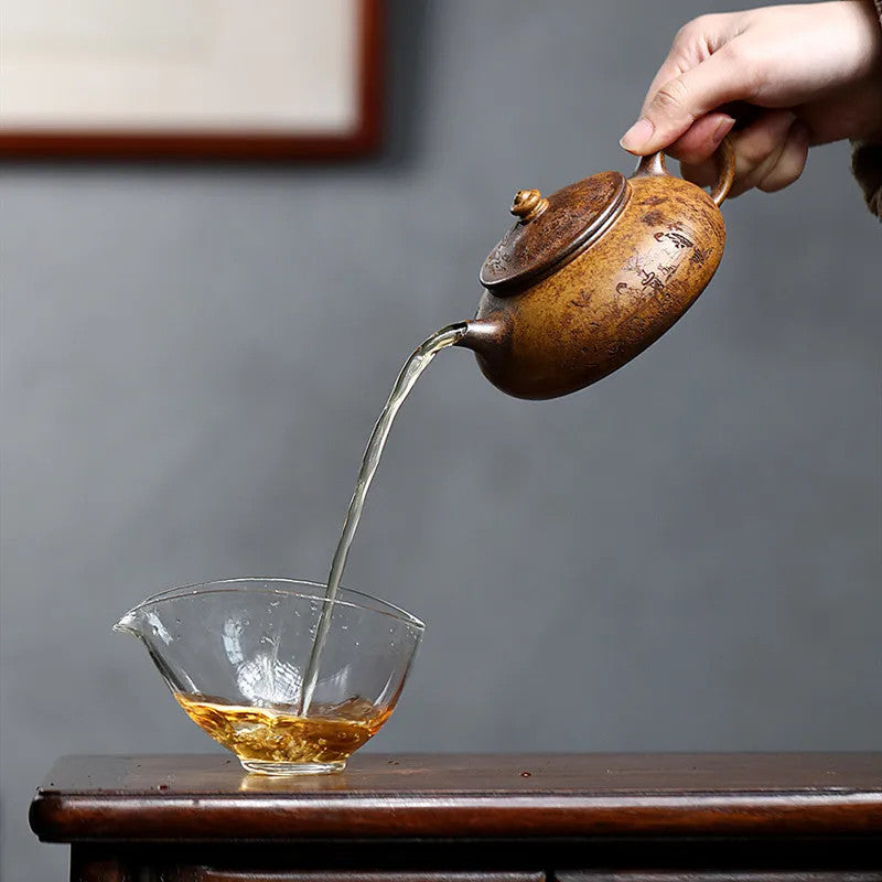 280ml Chinese Yixing Zisha Teapot Tea Infuser Kettle Hand-carved Teaware