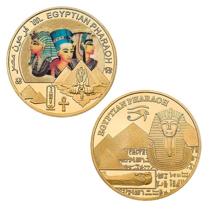 Commemorative Challenge Coins Egyptian Pharaoh Gold Plated Craft Souvenir 1.57in