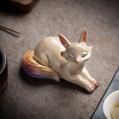 resin fox color change tea pet creative gift tea play on tea table ornament new