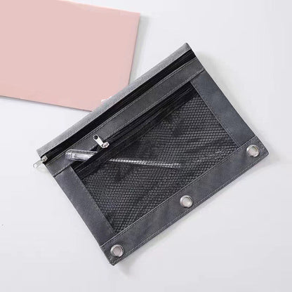 Mesh Pencil Pen Case Zipper Travel Pouch Cosmetic Bag Storage Stationery ಇ