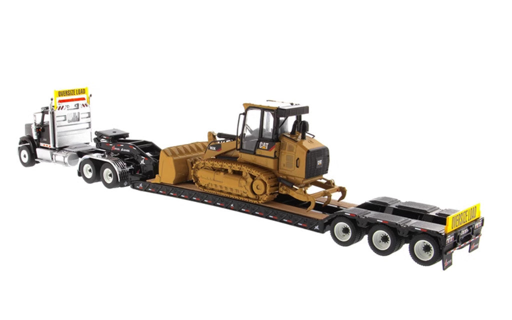 1:50 DM HX520 Tandem Day Cab Tractor XL120 Trailer &CAT963K Dozer Diecast Model