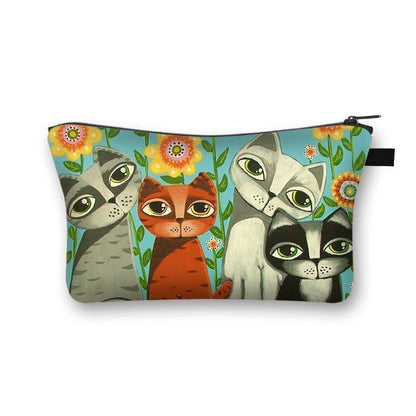 Cute Cat Print Cosmetic Case Makeup Bags Cosmetic Bags Travel Storage Organizers