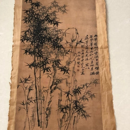 Vintage Zheng Banqiao Ink Bamboo Painting 68x36cm Chinese Wall Art Collectible