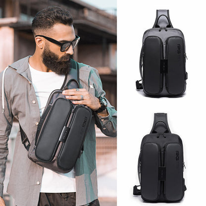 USB Charging Port Water Resistant Nylon Sling bag Chest Pack Backpack Business