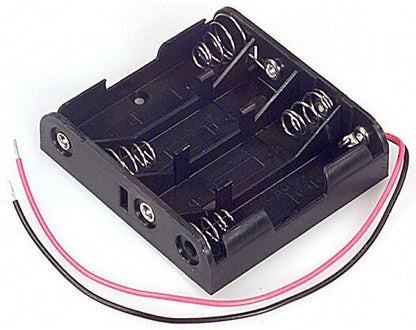 AA 4 Battery Holder with Wire Leads, Holds Four AA Batteries - for DIY / Repair