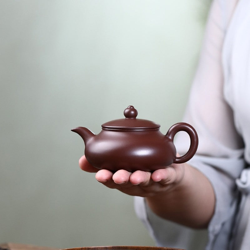 160ml Real Yixing Zisha Tea Pot Purple Zhu Clay Marked Pot 9 Infuser Holes China