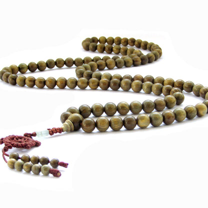 Natural Green Sandalwood 108 Beads 8-12 mm Bracelet Necklace wooden Meditation