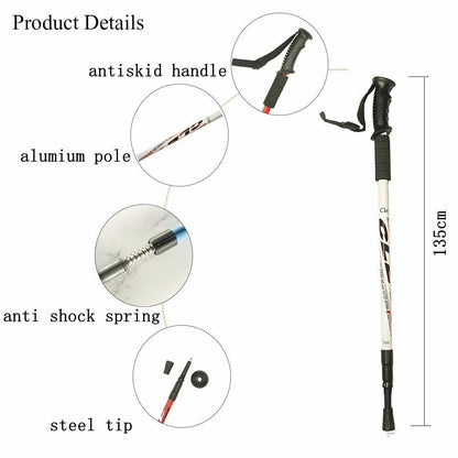 135CM Aluminum Walking Stick Hiking Telescopic Trekking Climbing Pole Canes Blue