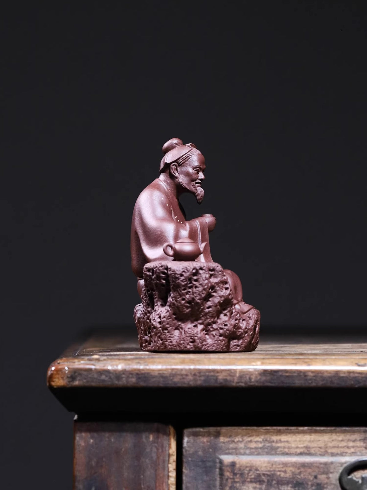 Purple Sand Lu Yu Statue Tea-tasting Figure Chinese Tea Saint Drinking Decor