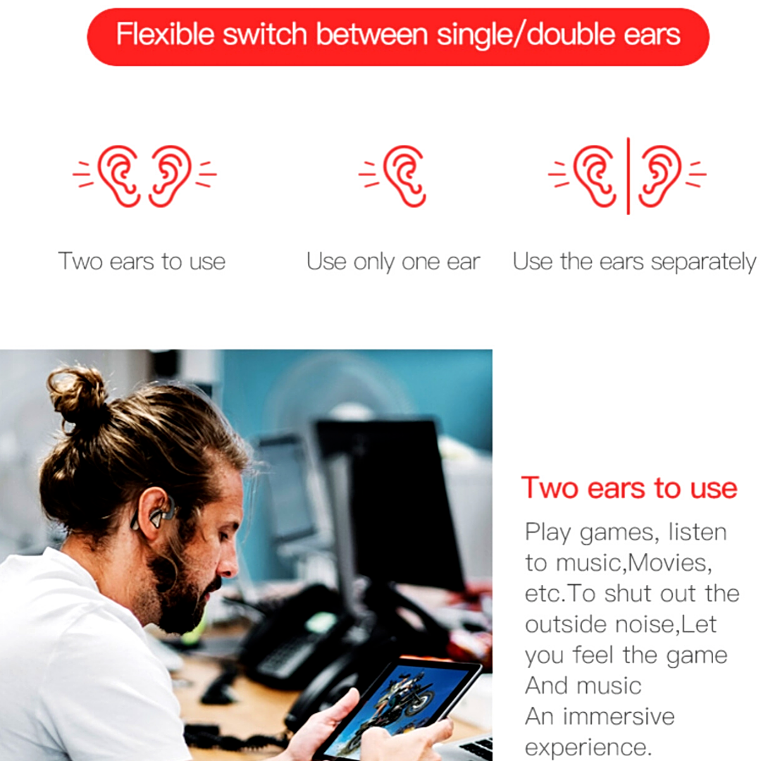 Pair Trucker Wireless Bluetooth 5.0 Earpiece Headset Earbud Noise Canceling