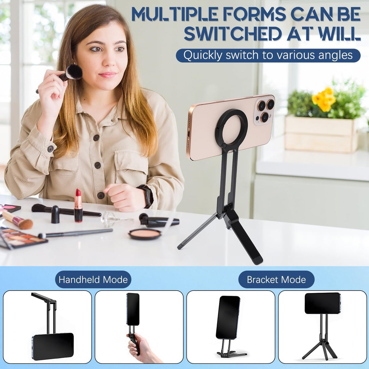 Universal Magnetic Phone Tripod, Foldable Magnetic Pocket Phone Tripod, Aluminum