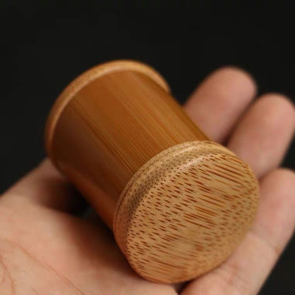 Old Jade Bamboo Tea Caddy 38x50mm Suzhou Handcrafted Incense Powder Jar