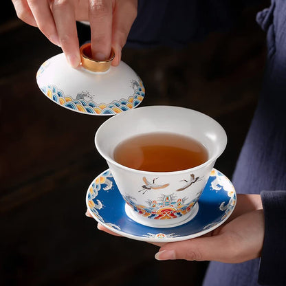 160ml Chinese Ceramic Gaiwan Kung Fu Tea Set Tea Cup Bowl Home Tea Tureen