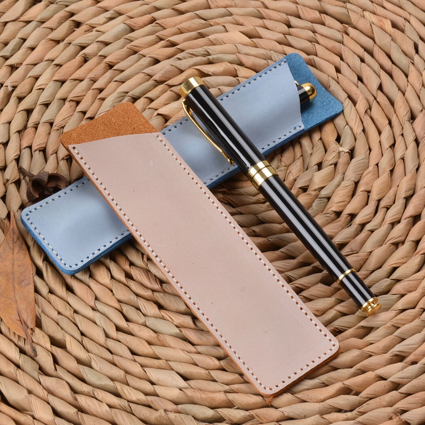 Handmade Cowhide Leather Vintage Pen Bag Single Pencil Case