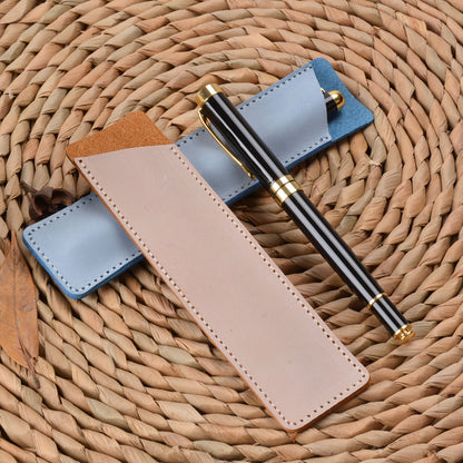 Handmade Cowhide Leather Vintage Pen Bag Single Pencil Case