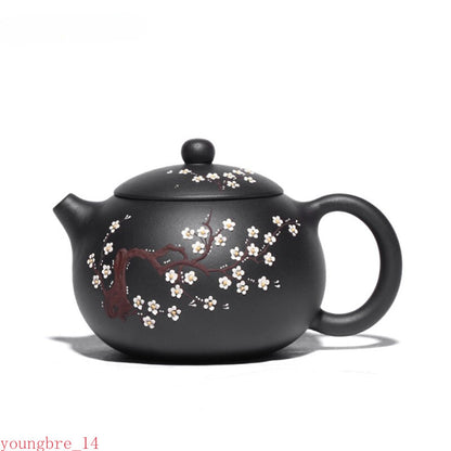Yixing Purple Clay Raw Ore Black Mud Xishi Tea Pot Zisha Plum Bossom Tea Kettle