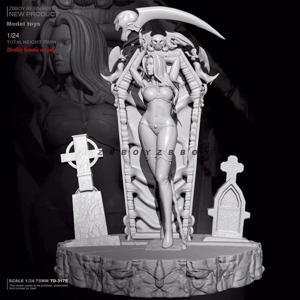 1/24 resin figures model kit Sexy Hell's Messenger Unassembled Unpainted