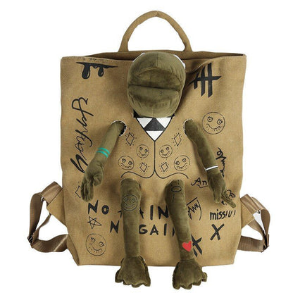 Large 3D Frog Backpack School Bag Canvas Handbag Traveling Bags 37*10*40 CM 1PC