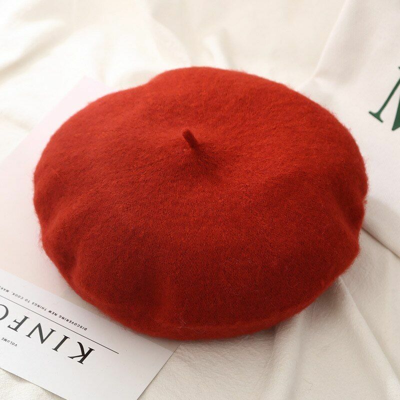 Women Beret Cap Winter Warm Wool Hat Fashion Elegant Plain Hiking Thermal 1 PC