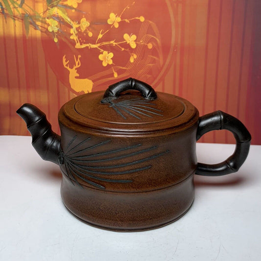 Chinese Yixing Purple Clay Teapot Zisha Ceramic Bamboo Teaware Gift Collection