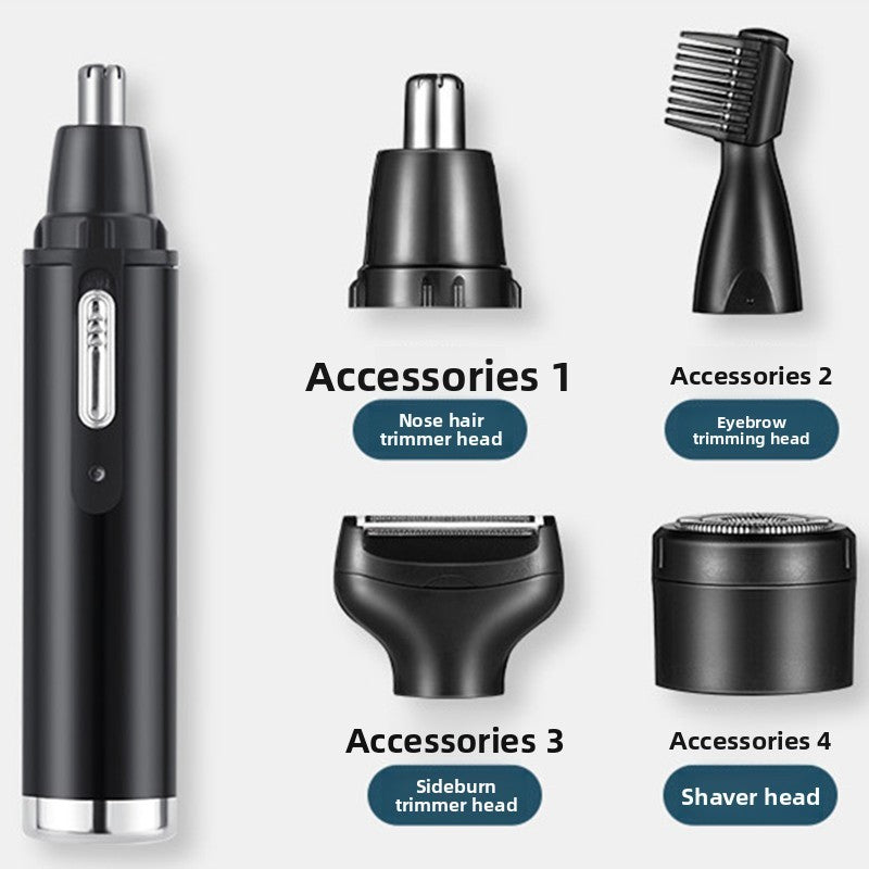 Four in one men's nose hair trimmer, lightweight ear hair shaving device--