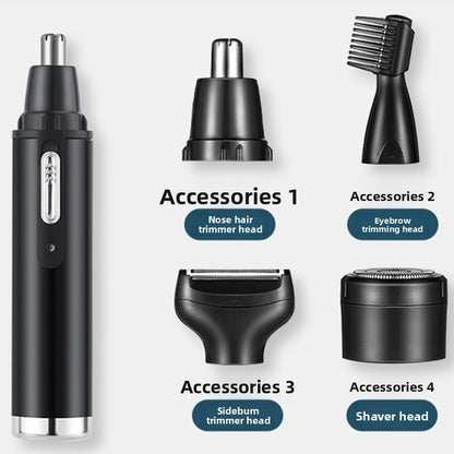 Four in one men's nose hair trimmer, lightweight ear hair shaving device--