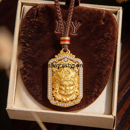 New Fortune God of Wealth 24K Gilding YELLOW GOLD Pendant