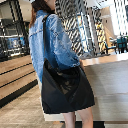 Nylon Shoulder Bag Large Waterproof Cloth Handbag Tote Crossbody Traveling Purse
