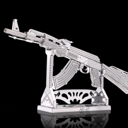 1:80 Scale Unassembled Metal 3D Model Kit AK 47 Puzzle Toy DIY Building Gift
