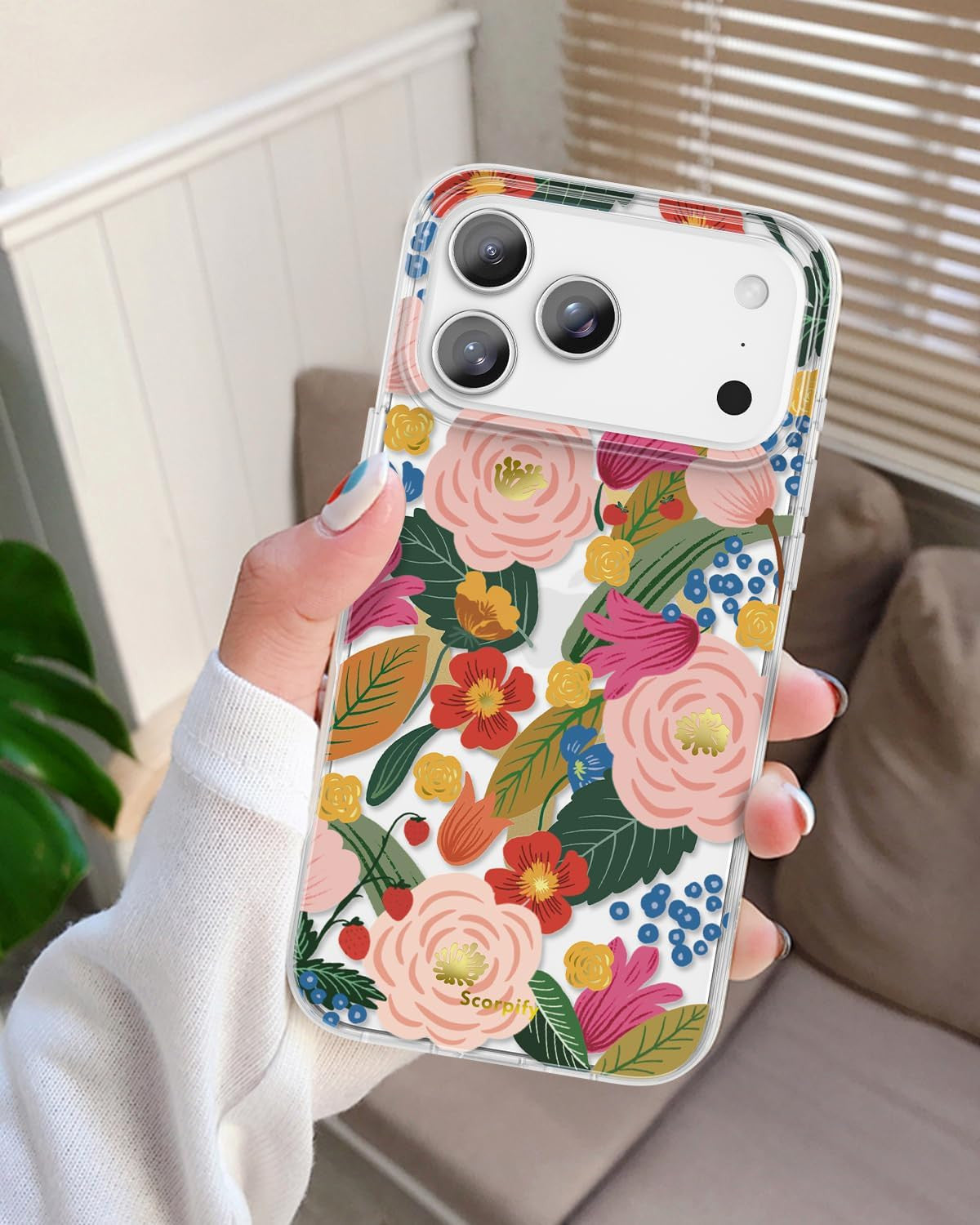 for Iphone 17 Pro Case [Compatible with Magsafe] with Camellia Blossom Floral De