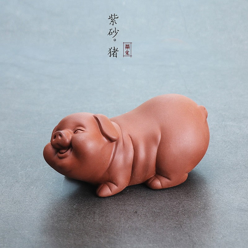 1PC Purple Clay Tea Pets Exquisite Small Luck Pigs Small Ornaments