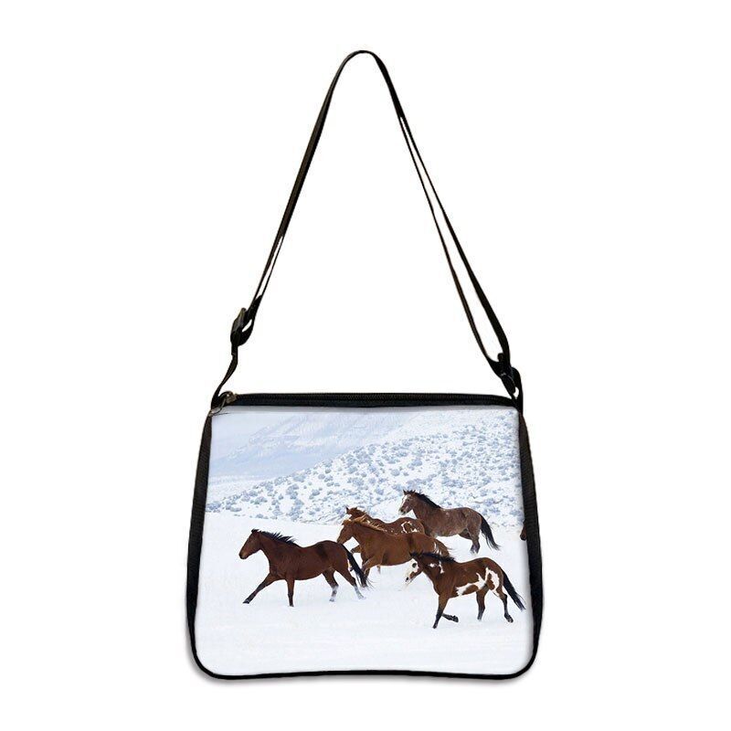 Horse Print Handbag Canvas Shoulder Bag Messenger Bags Travel Crossbody Nylon