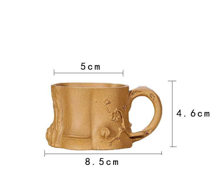 one cup 80ml true yixing zisha purple clay marked tea cup with handle handmade