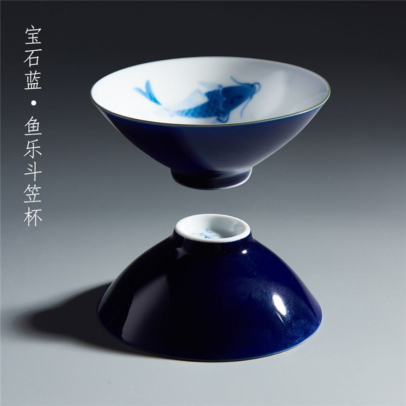 1pc Ceramic Tea Cup Color Glazed Ceramic Single Cup Hand Drawn Tea Cup