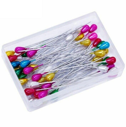 100Pcs/Lot Extra Long Pearl Head Pin 55mm Plastic Metal Sewing Corsage Push Pins