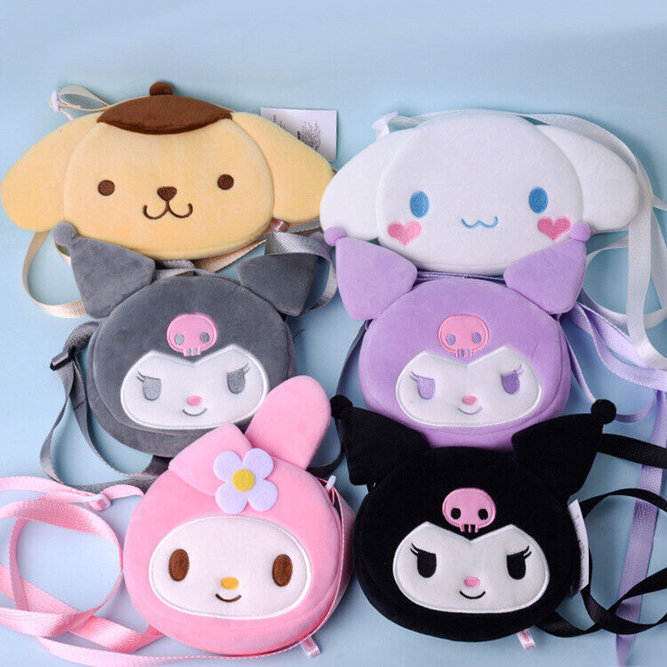 Sanrio Cute Plush Kuromi Cinnamoroll Melody Storage Bag and Wallet Messenger Bag