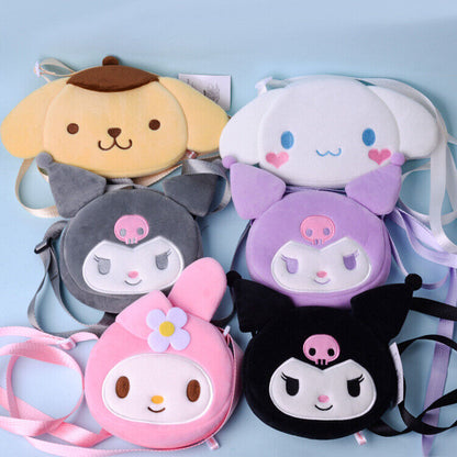 Sanrio Cute Plush Kuromi Cinnamoroll Melody Storage Bag and Wallet Messenger Bag